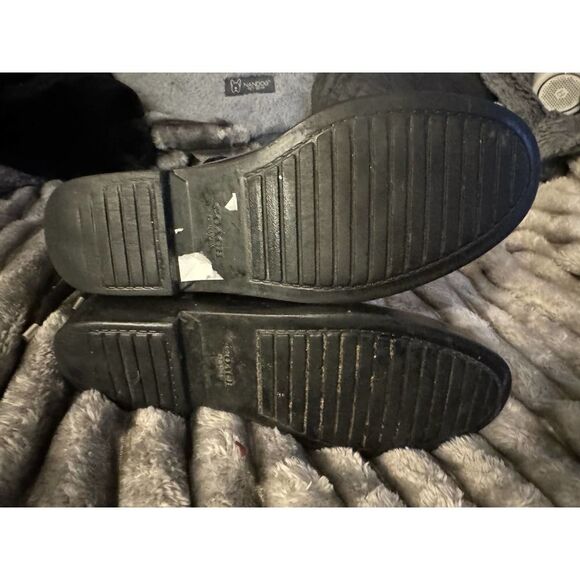 Black coach signature jacuard fabric lace up rain boots/shoes 37/7 - Picture 2 of 9